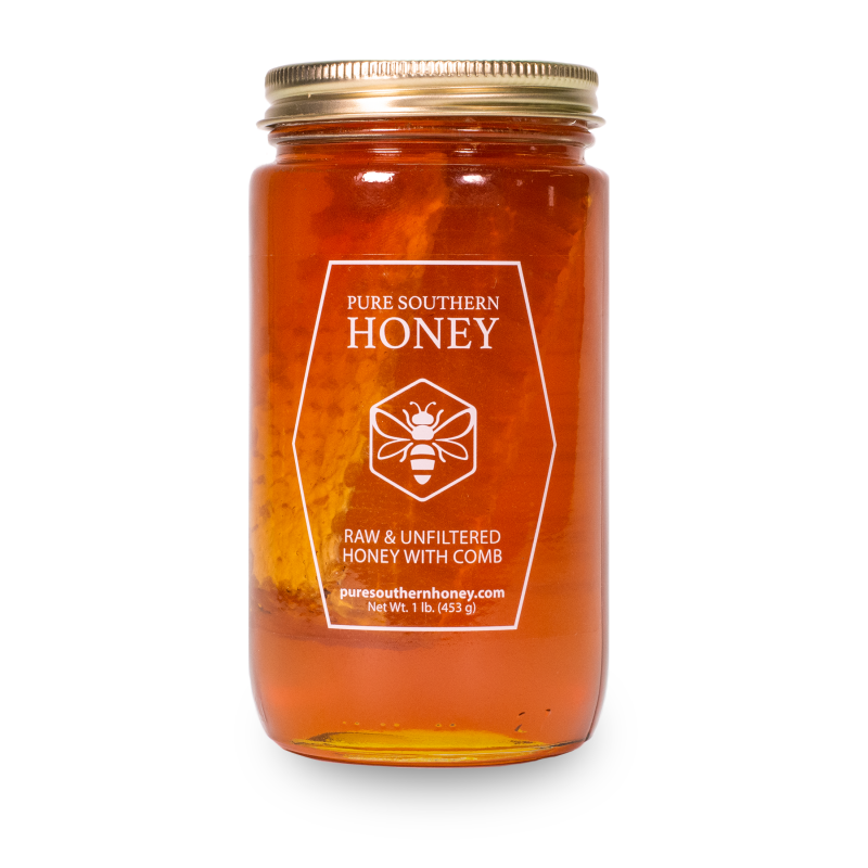 Honey w/ Comb - 1lb Jar - Pure Southern Honey | Arrowine