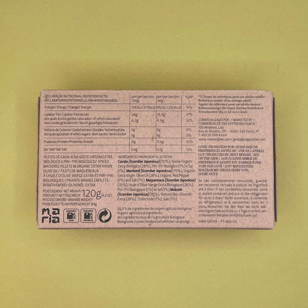 Mackerel Fillets in Extra Virgin Olive Oil - Maria Organic