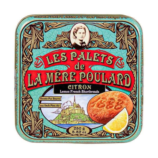 French Lemon Butter Cookies Palets in Luxury Tin 250g - La Mere Poulard