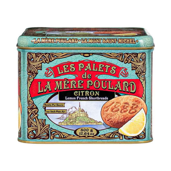 French Lemon Butter Cookies Palets in Luxury Tin 500g - La Mere Poulard