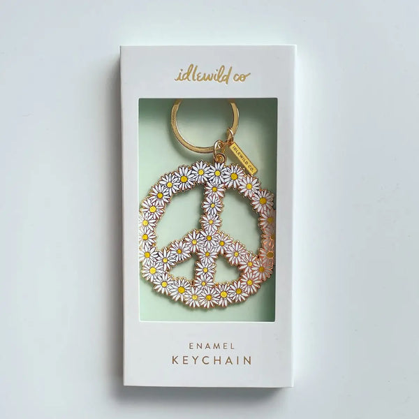 Peace Daisy Enamel Keychain