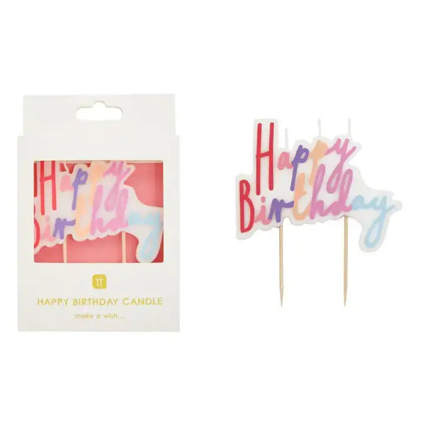 Pastel Happy Birthday Printed Cake Candles - Talking Tables USA