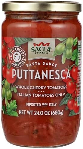 Italian Whole Cherry Tomato and Olive Puttanesca Sauce 680g - Sacla