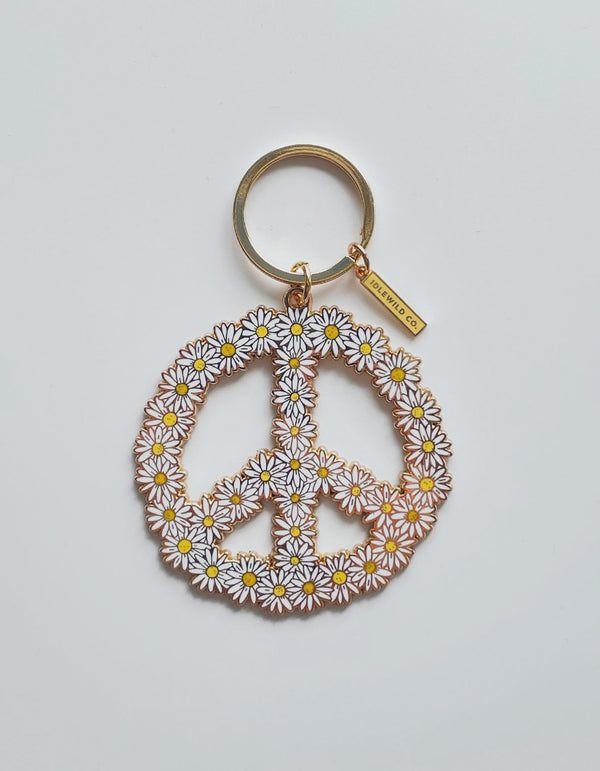Peace Daisy Enamel Keychain