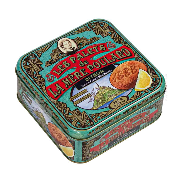 French Lemon Butter Cookies Palets in Luxury Tin 250g - La Mere Poulard
