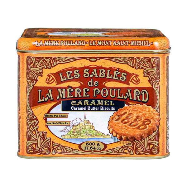French Caramel Sable Cookies in Luxury Tin 500g - La Mere Poulard