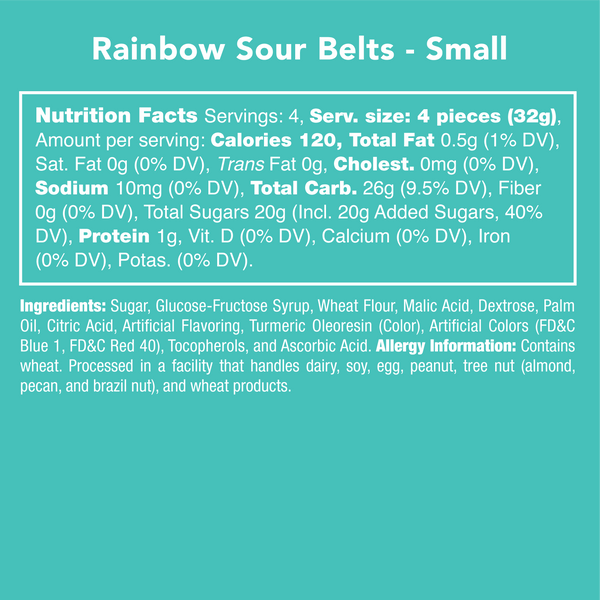 Rainbow Sour Belts - Candy Club