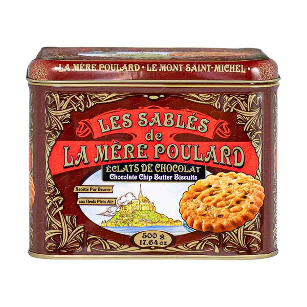French Chocolate Chip Sable Cookies in Luxury Tin 500g - La Mere Poulard