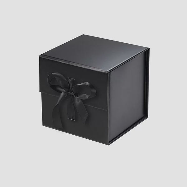 A5 Cube Black Magnetic Gift Box with Ribbon