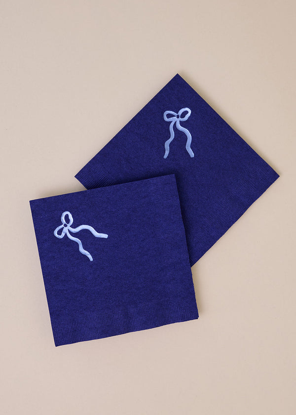 Coquette Navy Bow Cocktail Paper Beverage Napkins - One & Only Paper