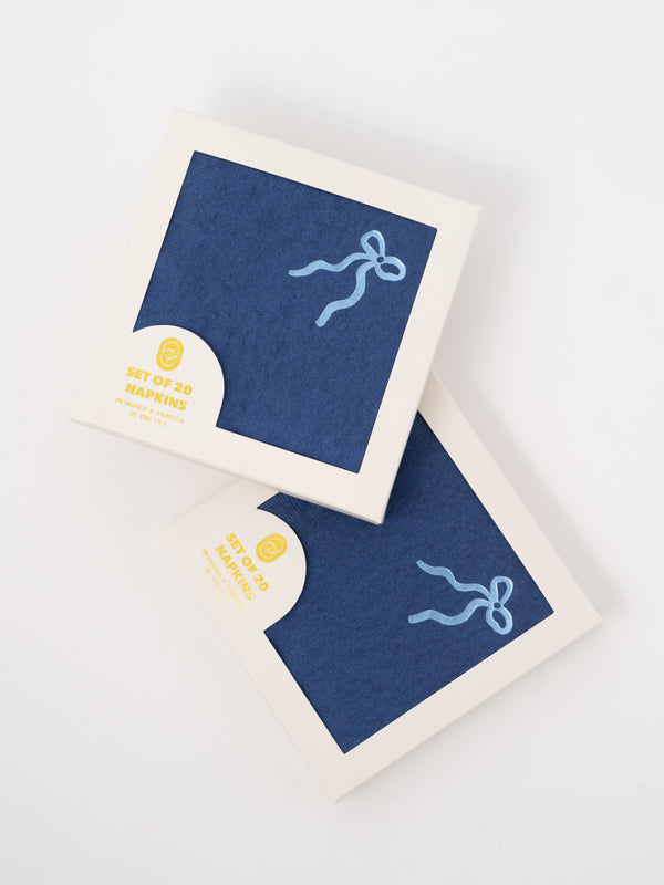 Coquette Navy Bow Cocktail Paper Beverage Napkins - One & Only Paper