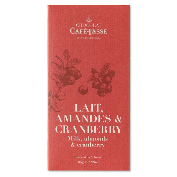 Milk Chocolate Bar with Almonds and Cranberries - Café-Tasse