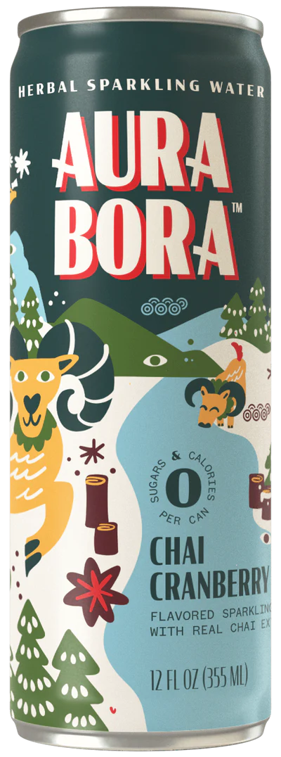 Chai Cranberry Sparkling Water - Aura Bora