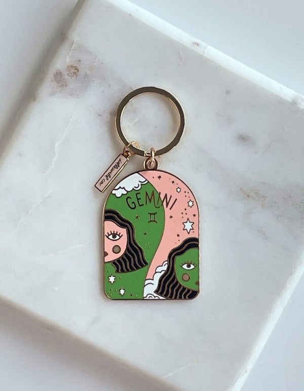 Gemini Zodiac Enamel Keychain - Idlewild Co.