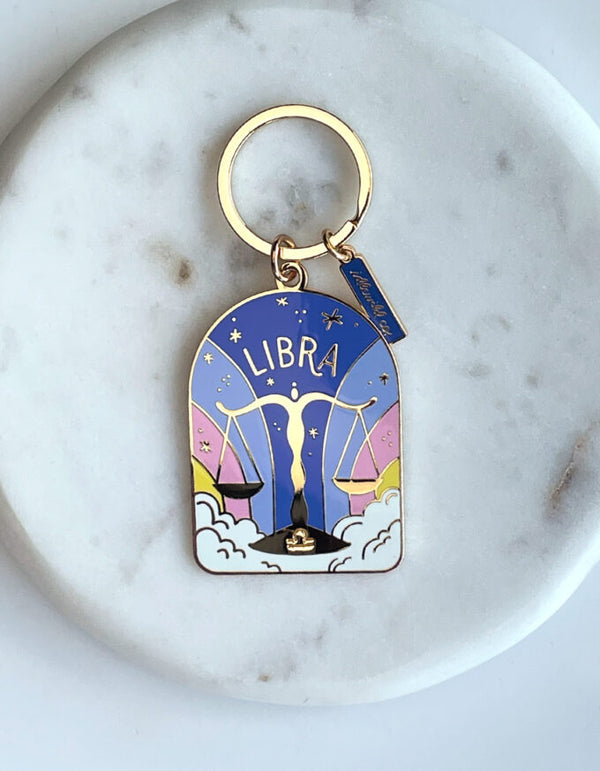 Libra Zodiac Enamel Keychain