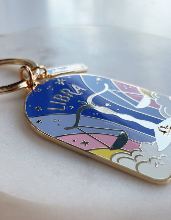 Libra Zodiac Enamel Keychain