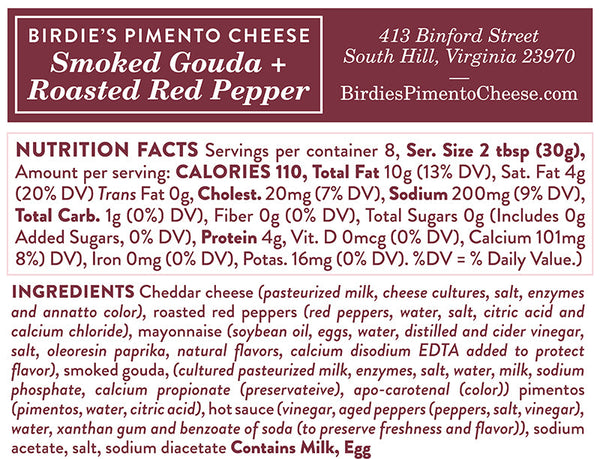 Smoked Gouda + Roasted Red Pepper Pimento Cheese - Birdies