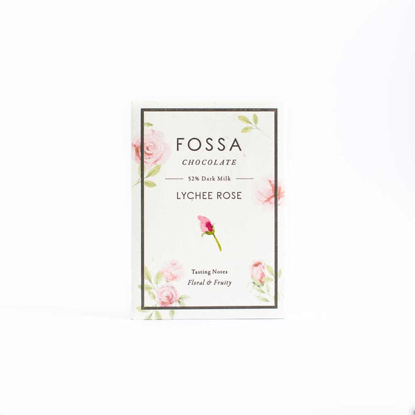 Lychee Rose Dark Milk Chocolate, 50g - Fossa