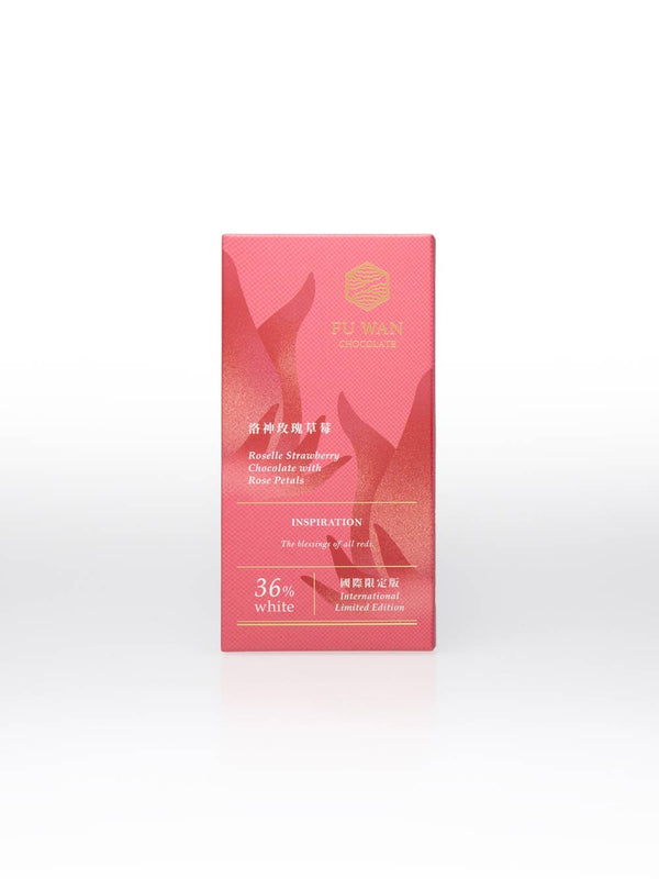 Fu Wan Roselle (Hibiscus) & Strawberry with Rose Petals White Chocolate 36%, 35g - Fu Wan Taiwan Chocolate