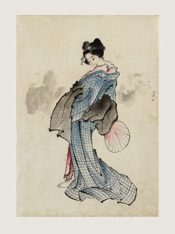 Hokusai Drawing of a Woman Poster