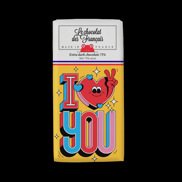 Milk chocolate bar w/ caramel  I Love You  bio · 80g - Le Chocolat des Francais