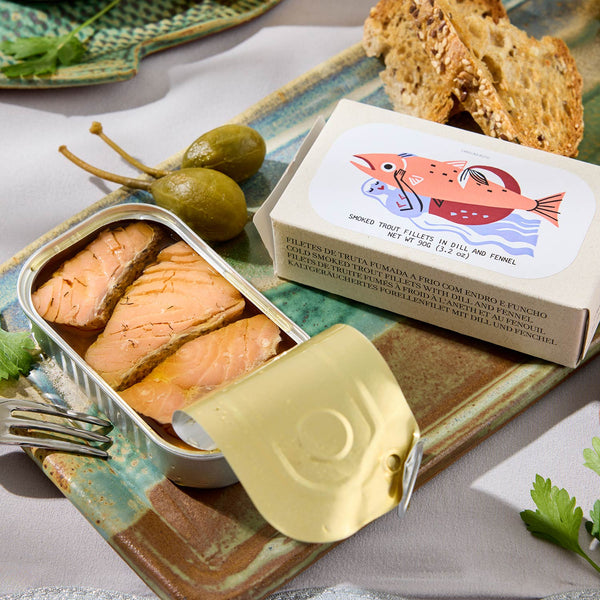 Smoked Trout Fillets in Dill and Fennel Tin Fish - Jose Gourmet