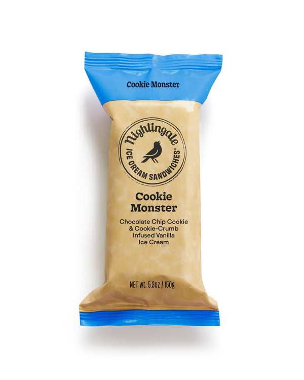 Cookie Monster Ice Cream Sandwich - Nightingale Ice Cream