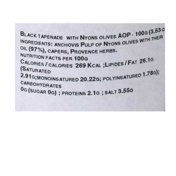 Black Tapenade With Nyons Olives AOP - Nyons Olive