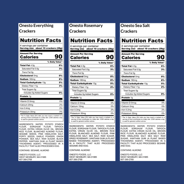 Rosemary Gluten Free Crackers - Onesto