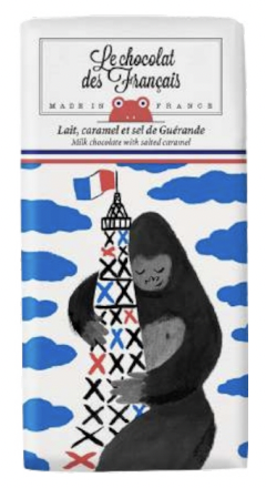 King Kong Milk choc bar w salted caramel,  80g (2.8 oz) - Le Chocolat des Francais