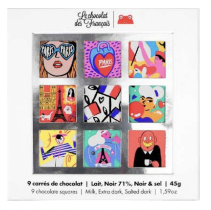 Box of 9 chocolate squares  Paris  bio · 45g - Le Chocolat des Francais