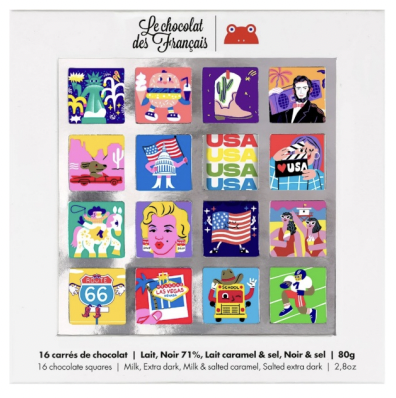 Box of 16 chocolate squares  USA  bio · 80g - Le Chocolat des Francais