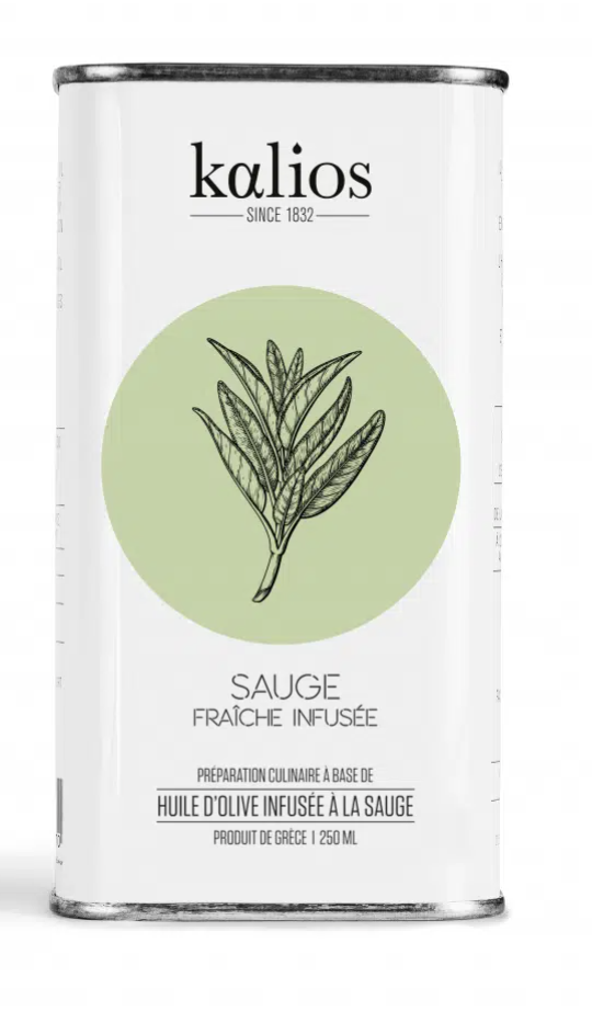 Kalios Sage infused olive oil Tin 250ml