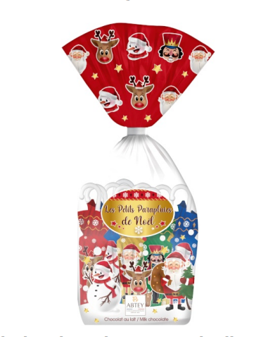 Milk chocolate Christmas umbrellas, sachet · 105g (3.7 oz)- Abtey