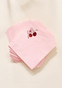 Red Cherries with Bow On Pink Napkins - One & Only Paper