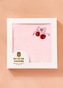 Red Cherries with Bow On Pink Napkins - One & Only Paper