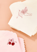 Red Cherries with Bow On Pink Napkins - One & Only Paper