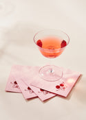 Red Cherries with Bow On Pink Napkins - One & Only Paper