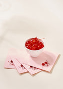 Red Cherries with Bow On Pink Napkins - One & Only Paper
