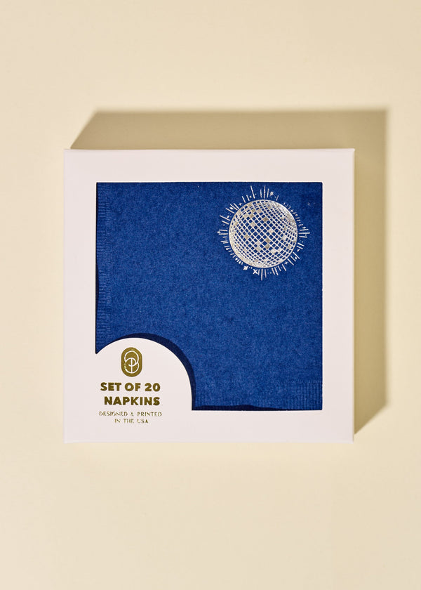 Navy Disco Cocktail Paper Beverage Napkins - One & Only Paper
