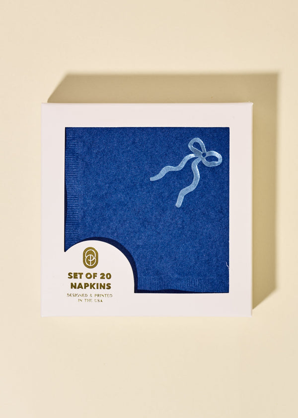 Coquette Navy Bow Cocktail Paper Beverage Napkins - One & Only Paper