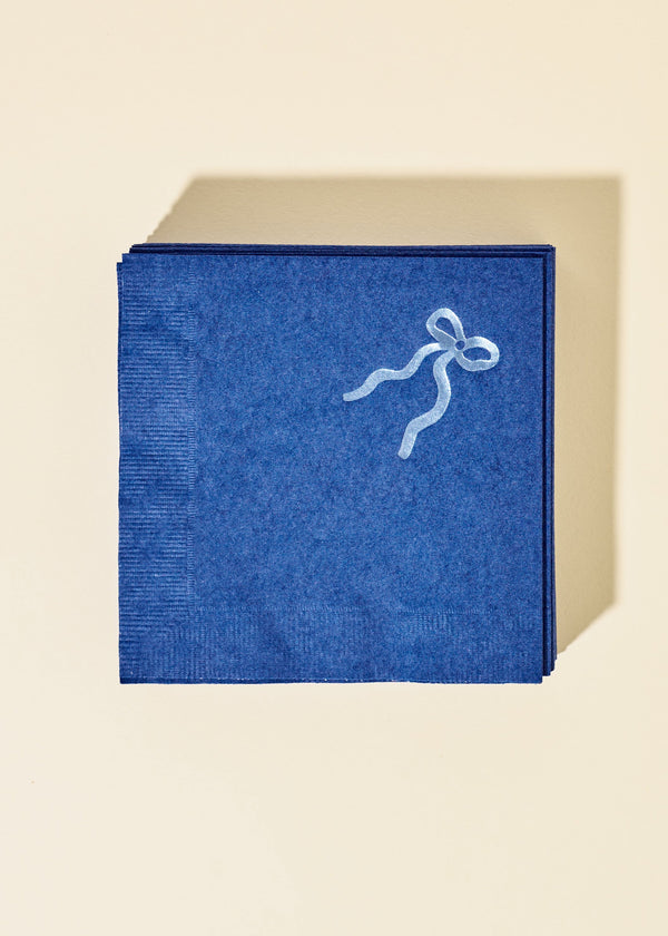 Coquette Navy Bow Cocktail Paper Beverage Napkins - One & Only Paper