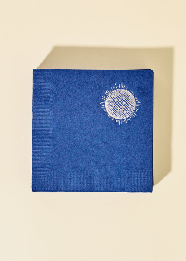 Navy Disco Cocktail Paper Beverage Napkins - One & Only Paper