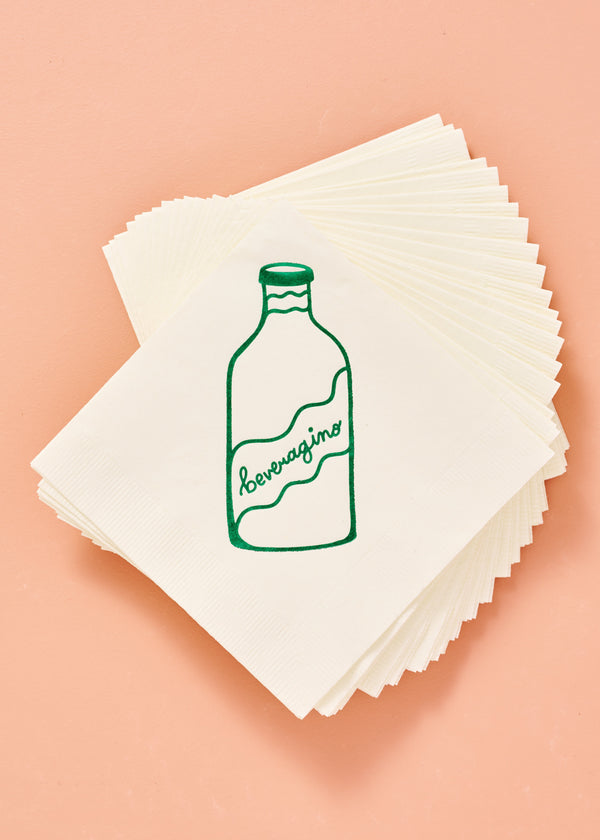 Beveragino Green and White Cocktail Paper Beverage Napkins - One & Only Paper