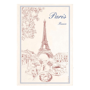 Tea Towel Eiffel Tower Café Croissant - Torchons & Bouchons