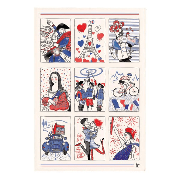 Tea Towel French Symbols - Torchons & Bouchons