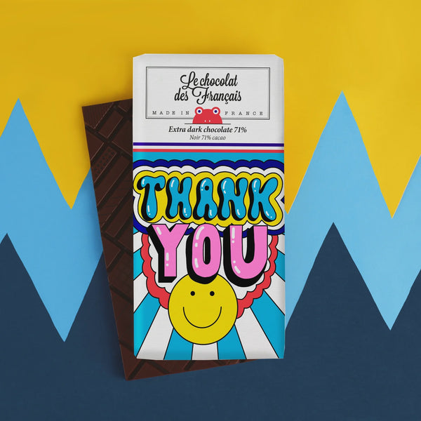 Dark chocolate bar  Thank you!  bio · 80g - Le Chocolat des Francais
