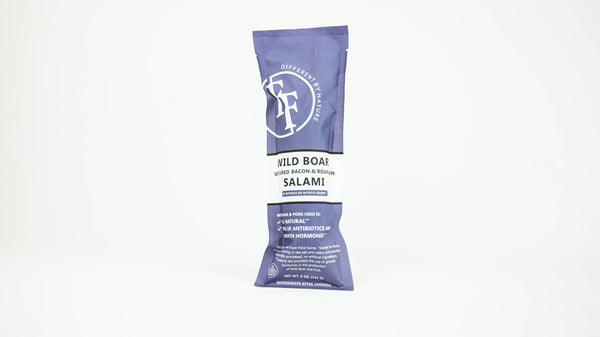 Wild Boar Bacon & Bourbon Salami 5OZ - Fossil Farms