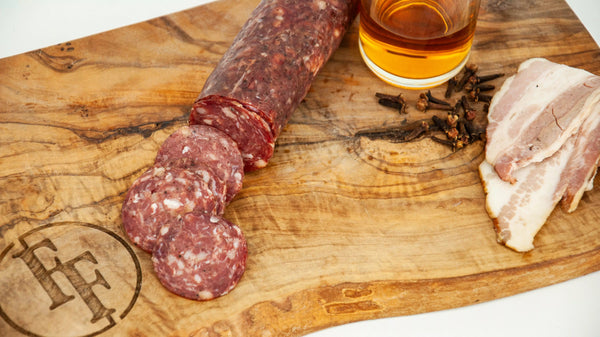 Wild Boar Bacon & Bourbon Salami 5OZ - Fossil Farms