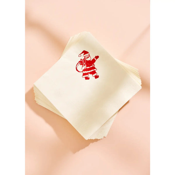Holly Jolly Santa Paper Beverage Napkin - One & Only Paper